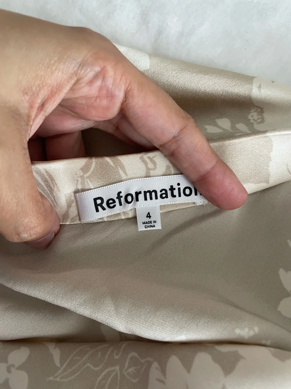 Reformation Champagne Beba Silk Satin Top & Midi Skirt Set